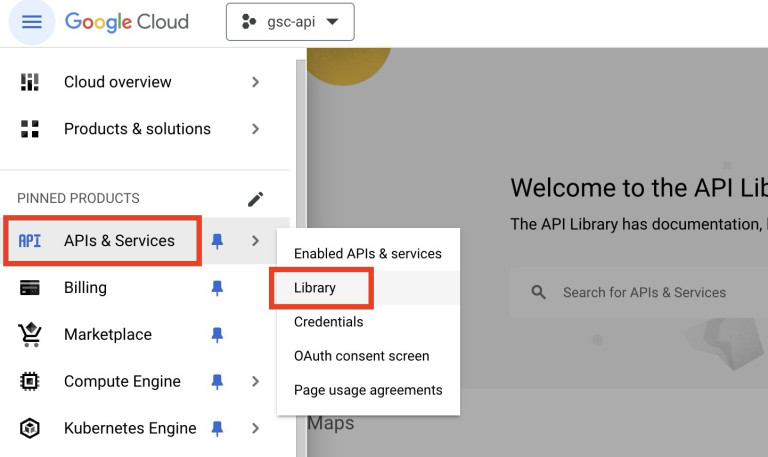 Google Cloud APIライブラリ画面